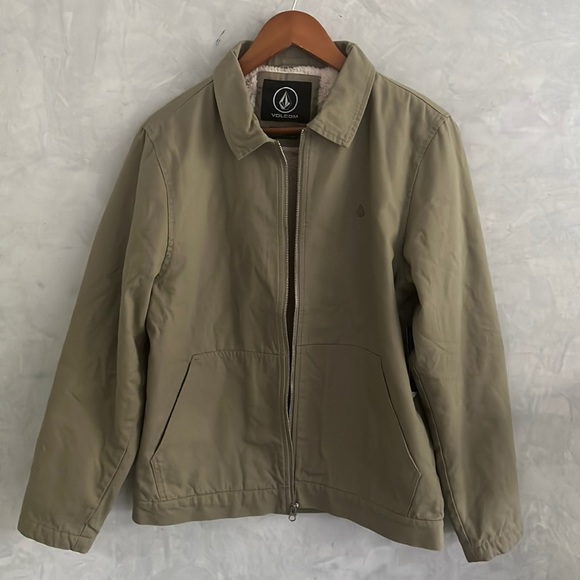 Mens Volcom PALM DRIVE JACKET with faux fur lining- KHAKI, Size M - Picture 4 of 11